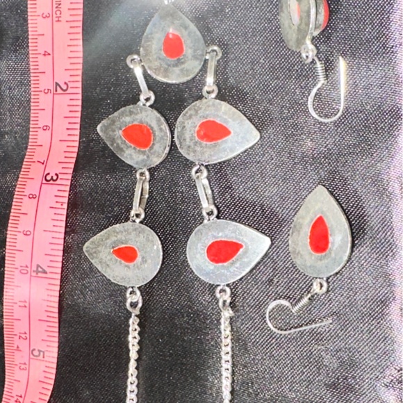 Italian Coral vintage handcrafted 6 gem necklace & Earring Set - Picture 7 of 11